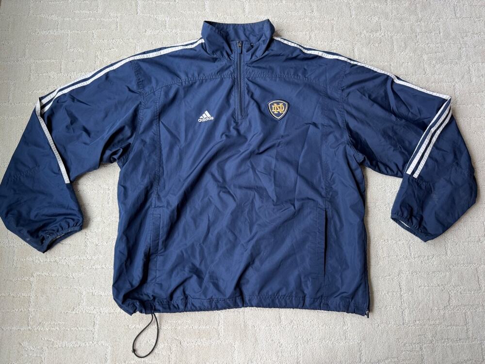 VTG Notre Dame Fighting Irish Jacket NCAA Football Adidas 1/4 Zip